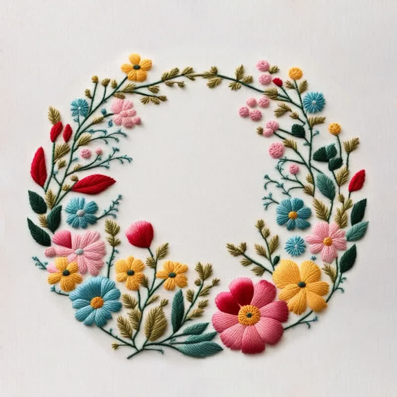 Rubbyoo Embroidery Kit - Flowers Diy Kit For Women