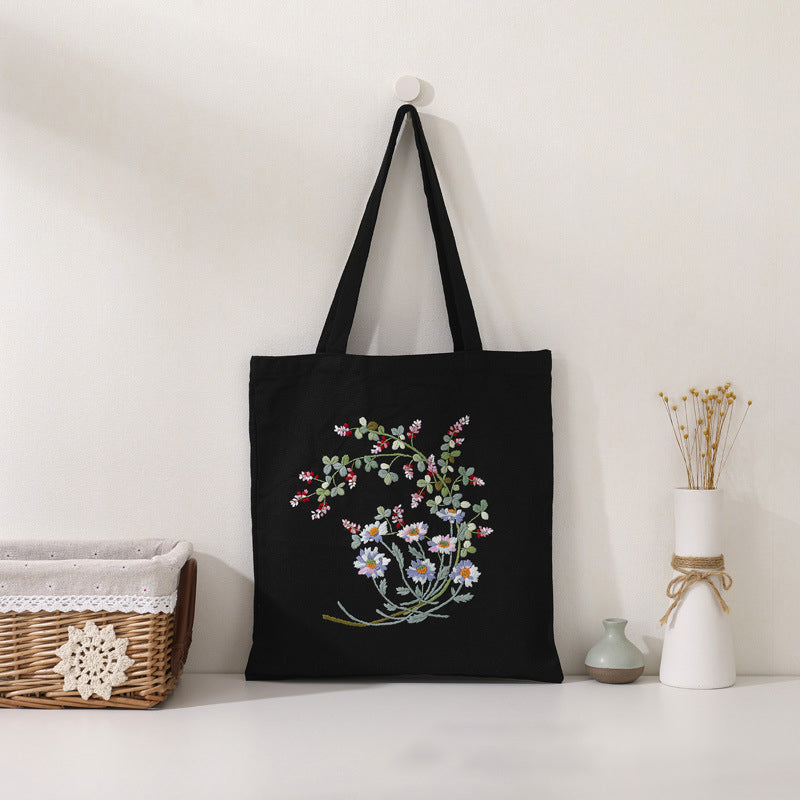 Wild Daisy Elegance Embroidered Tote: Embroider Your Unique Style