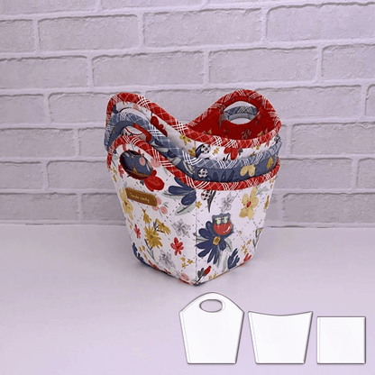 Foldable Cute Fabric Basket Sewing Template（3PCS）  - With Instructions