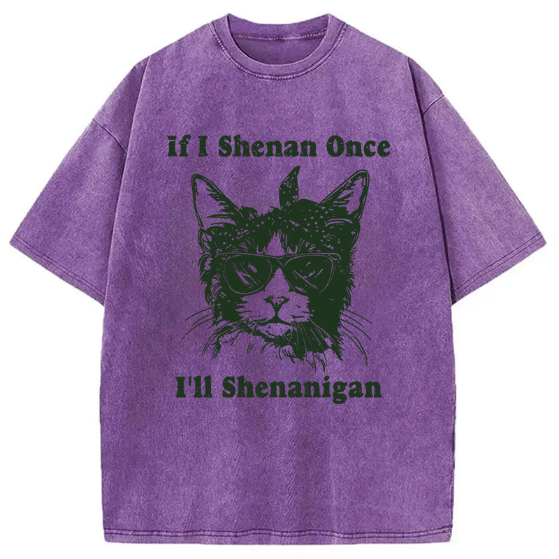 St. Patrick's Day Elegant Cat Washed T-Shirt