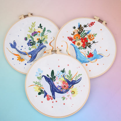 Floral Whale - Themed DIY Embroidery Kits