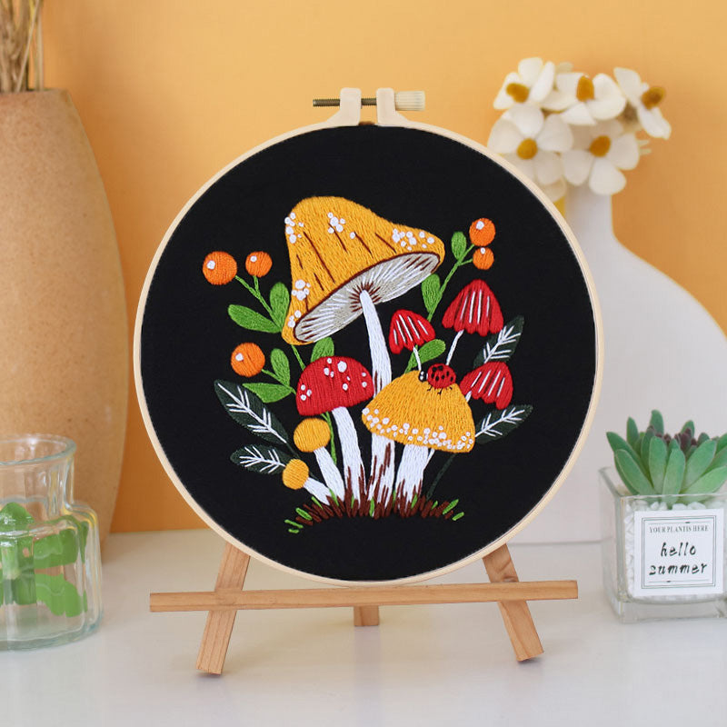 Enchanted Forest Mushroom Embroidery Kit: Craft Your Whimsical Masterpiece