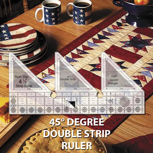 45° Degree Double Strip Ruler - With Instructions