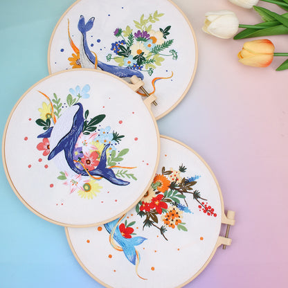 Floral Whale - Themed DIY Embroidery Kits