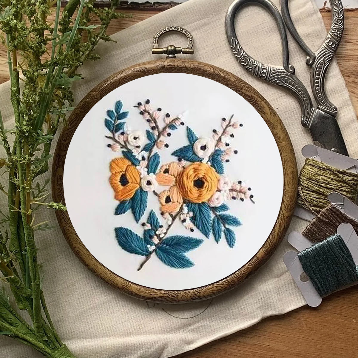 Rubbyoo Embroidery Kit- Modern Flower Design 2 | Diy Craft Kits,Hand Stitch,For Craft Lover