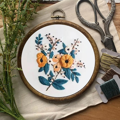 Rubbyoo Embroidery Kit- Modern Flower Design 2 | Diy Craft Kits,Hand Stitch,For Craft Lover