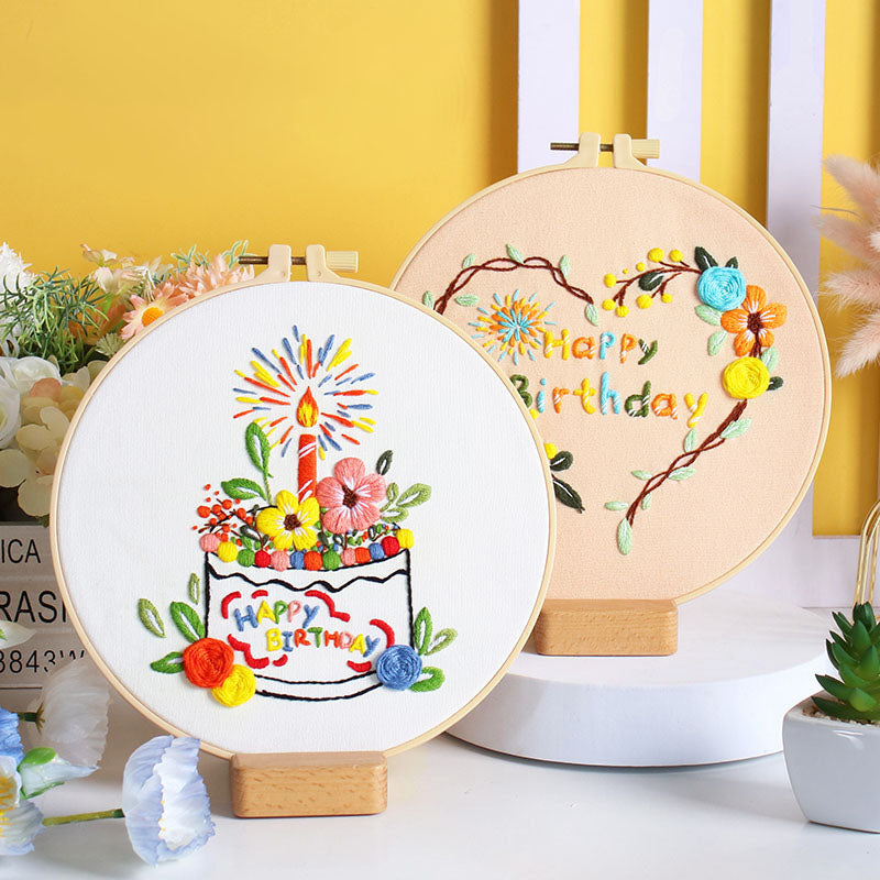 Birthday Cake Bloom - Themed DIY Embroidery Kits