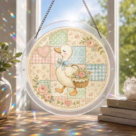 Cottagecore Goose Patchwork Light Suncatcher-Acrylic Window Art