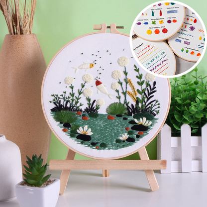 UrCustomHUB “Garden Beneath the Water” Embroidery Kit: Where Fish, Ferns, and Flowers Come Alive