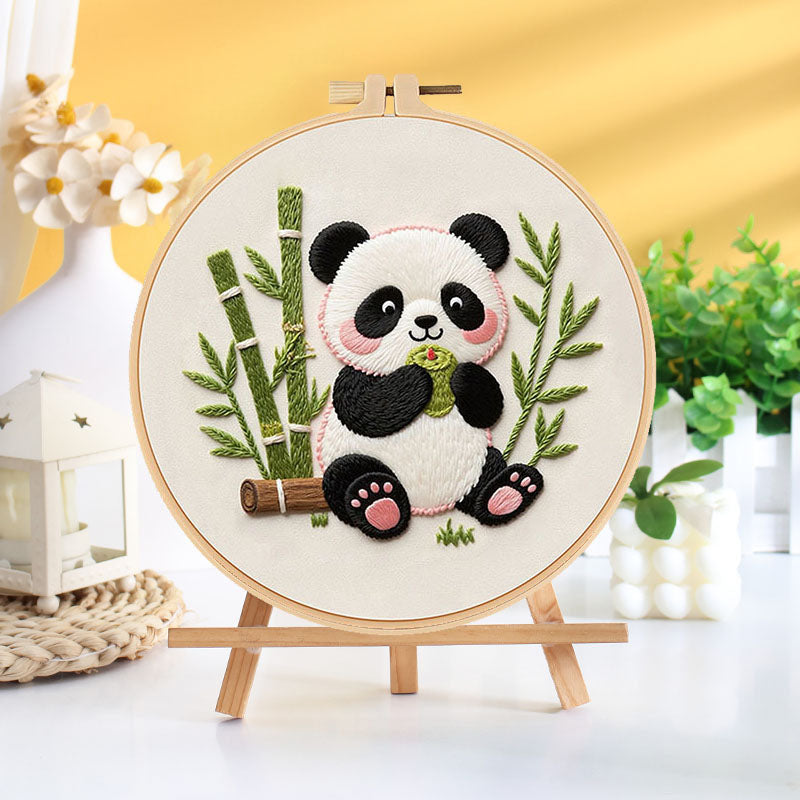 Cute Panda Bamboo Embroidery Kit