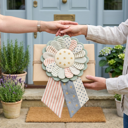 Custom Fabric Flower Door Hanger Sewing Template Set - With Instructions