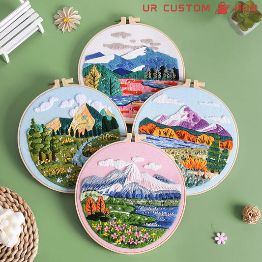 UrCustomHUB Scenic Serenity Embroidery Kit: Let Every Stitch Paint a Landscape