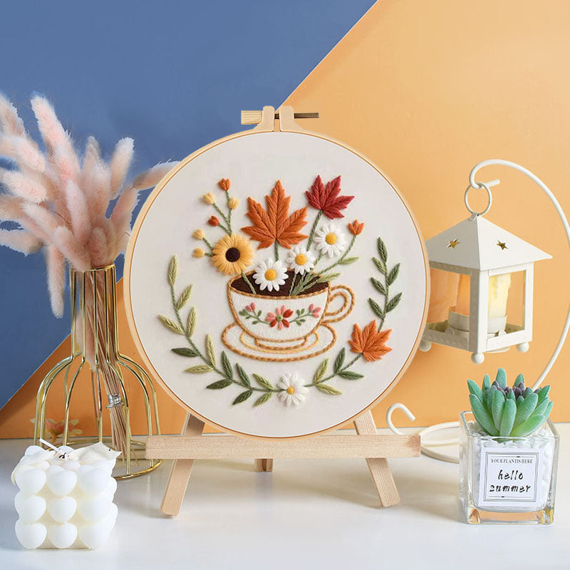 Autumn Tea Bloom Embroidery Kit