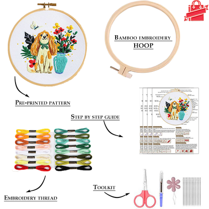 Paws And Petals Embroidery Kit: Celebrate Joyful Moments with Every Stitch