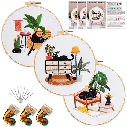 Cozy Black Cat Nook - Themed DIY Embroidery Kits