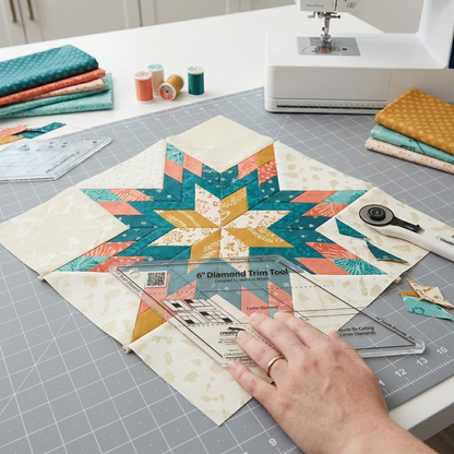 Diamond Trim Tool-Quilt Sewing Ruler - With Instructions