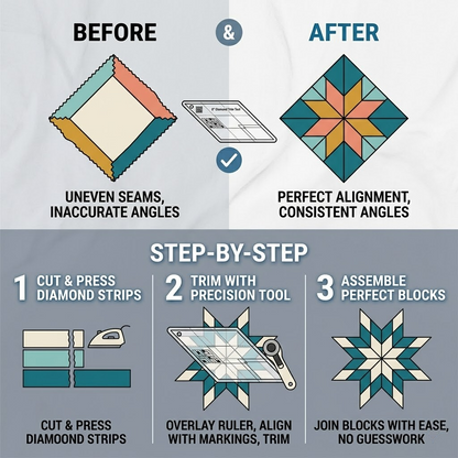 Diamond Trim Tool-Quilt Sewing Ruler - With Instructions