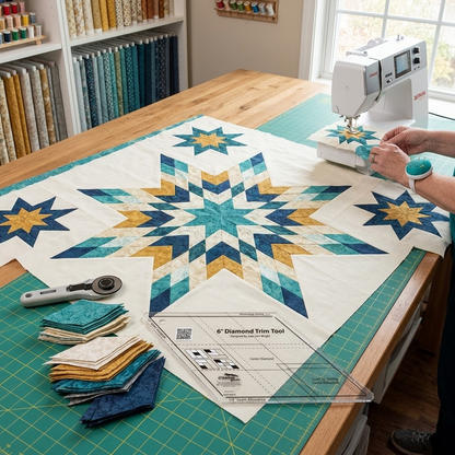 Diamond Trim Tool-Quilt Sewing Ruler - With Instructions