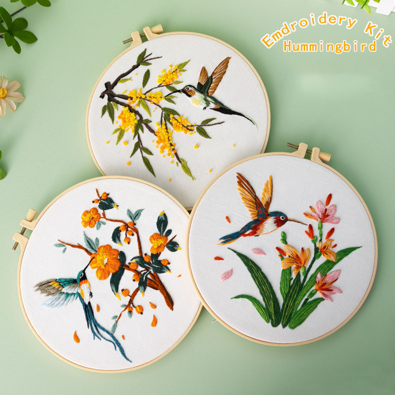 Hummingbird & Blossom  - Themed DIY Embroidery Kits
