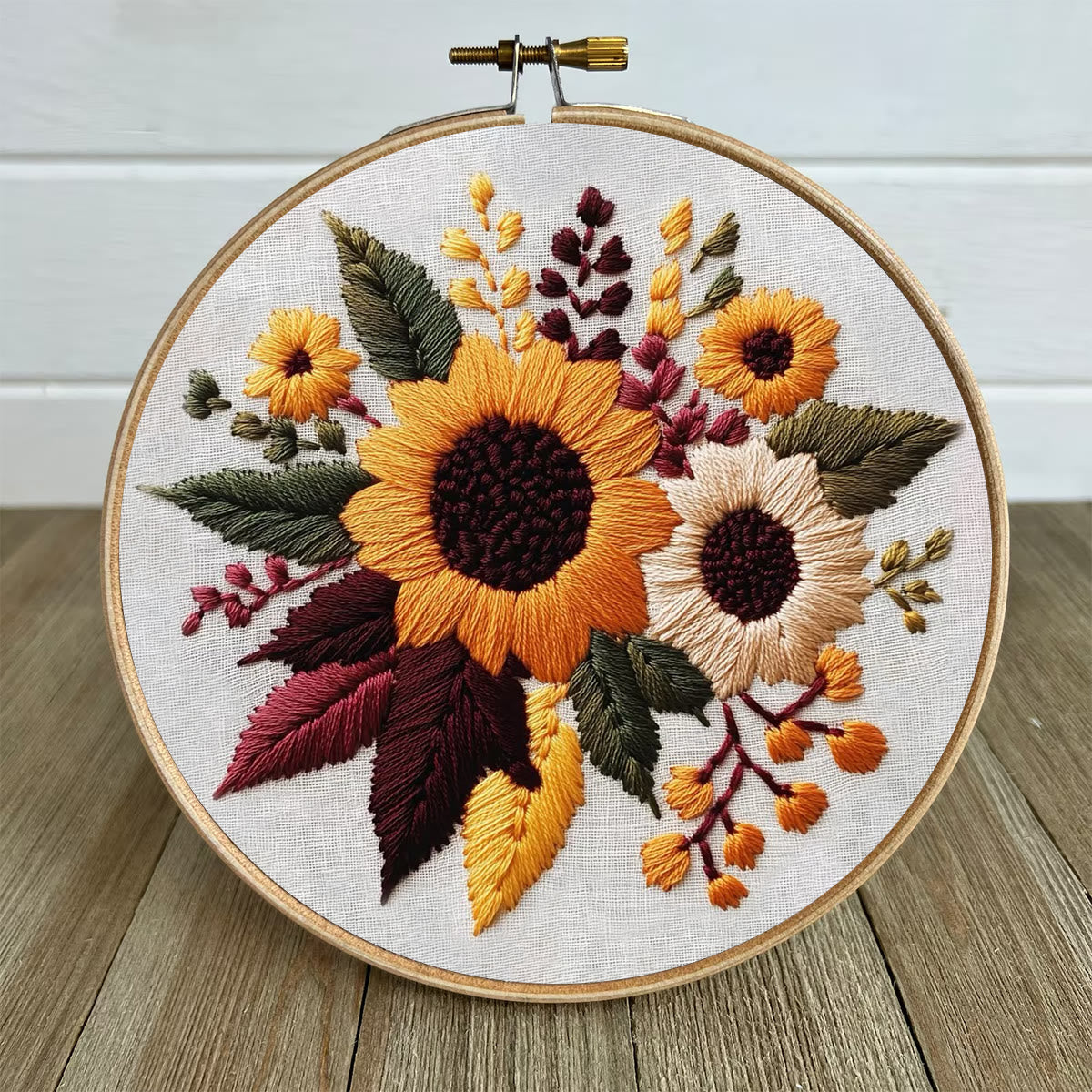 Rubbyoo Embroidery Kit- Sunflower Cluster| For Craft Lover Hand Stitch