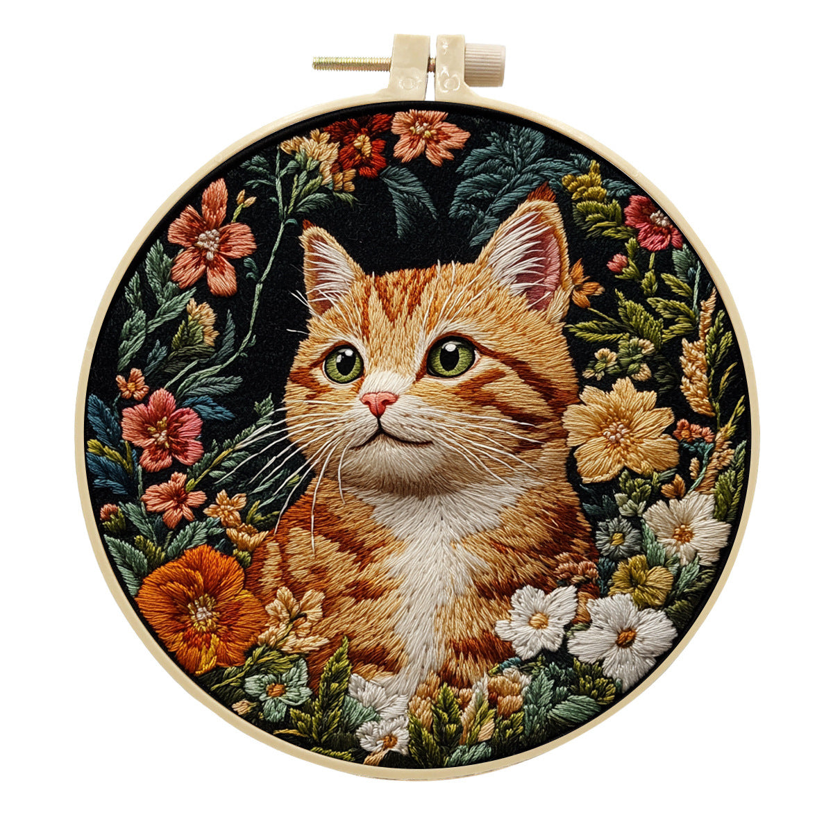 Ginger Cat And Floral Nook  - Themed DIY Embroidery Kits