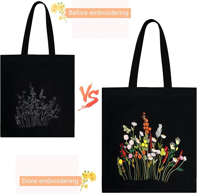 Wild Garden Embroidered Canvas Bag: Embroider Your Unique Style
