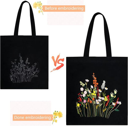 Wild Garden Embroidered Canvas Bag: Embroider Your Unique Style