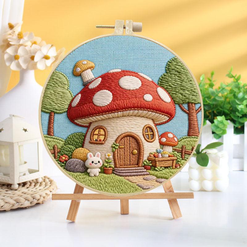 Mushroom Cottage Embroidery Kit