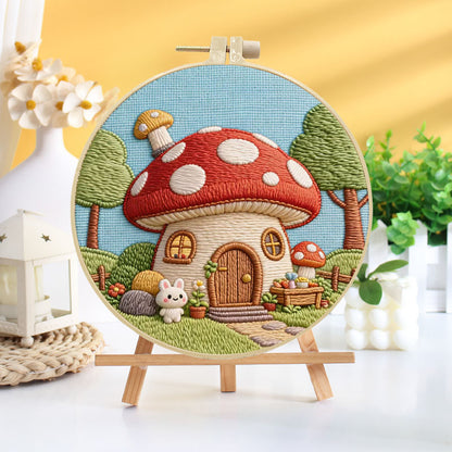 Mushroom Cottage Embroidery Kit