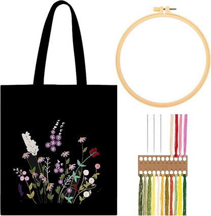Wild Garden Embroidered Canvas Bag: Embroider Your Unique Style