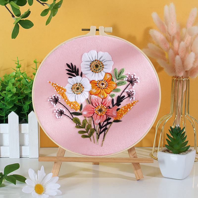 Flower With Colorful Background - Themed DIY Embroidery Kits