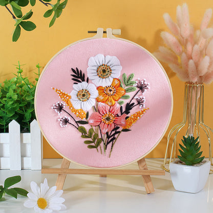 Flower With Colorful Background - Themed DIY Embroidery Kits