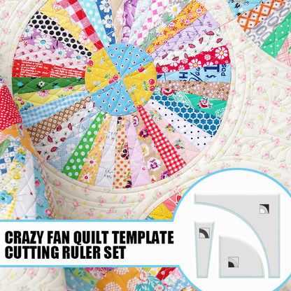 Crazy Fan Quilt Template Cutting Ruler Set - 3PCS (With Instructions)