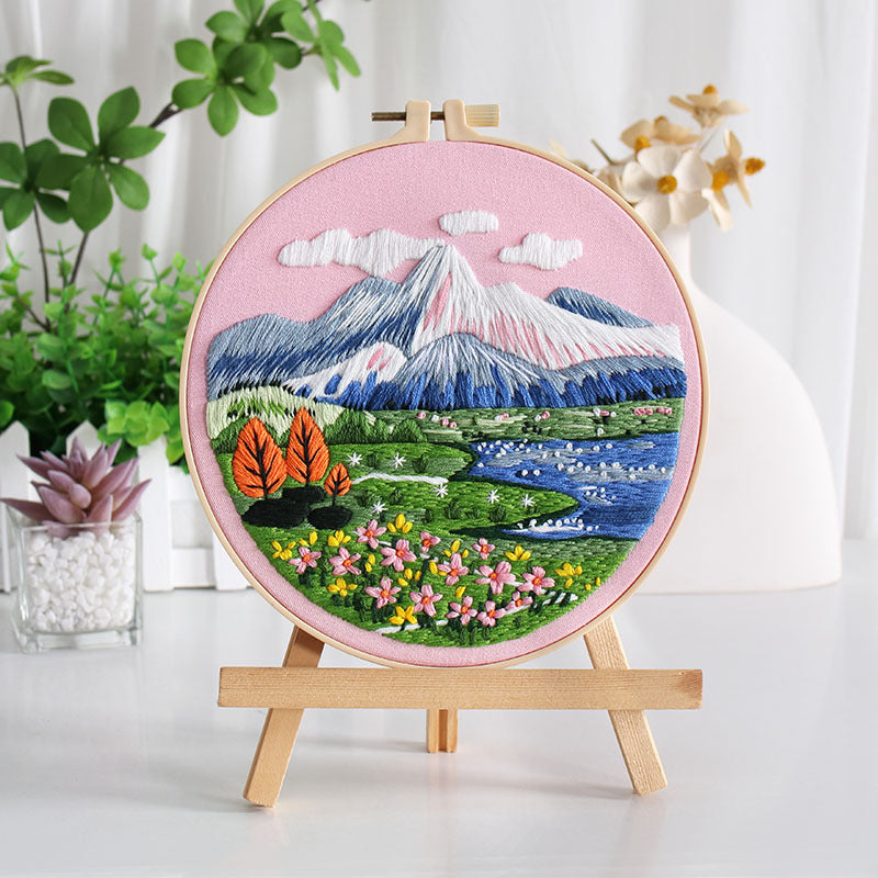 UrCustomHUB Scenic Serenity Embroidery Kit: Let Every Stitch Paint a Landscape
