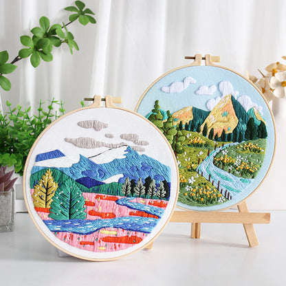 UrCustomHUB Scenic Serenity Embroidery Kit: Let Every Stitch Paint a Landscape