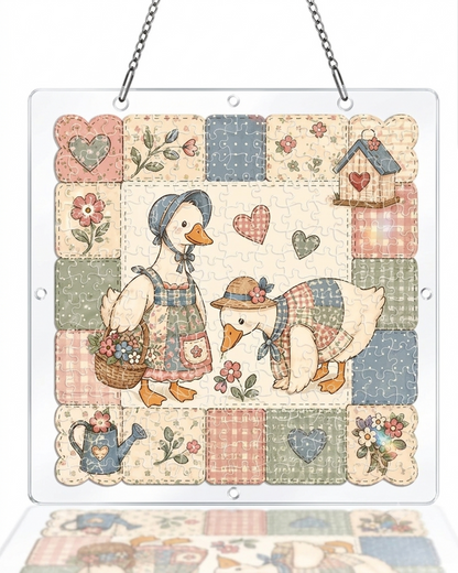 Quilted Goose Puzzle Suncatcher-Acrylic Window Art