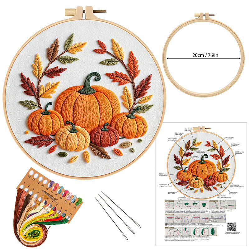 Autumn Leaf Pumpkin -Themed DIY Embroidery Kits