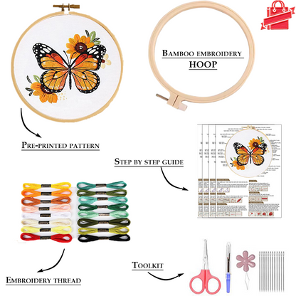 Butterfly  - Embroidery Hoop Kit for Beginners