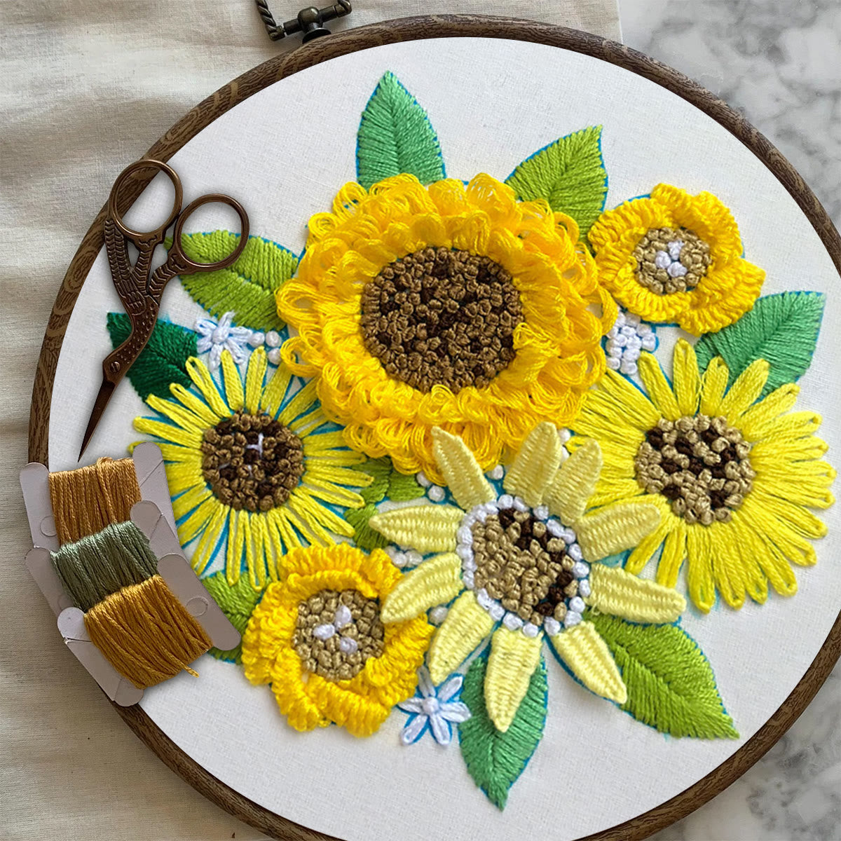 Rubbyoo Embroidery Kit-  Sunflower Starter Kit For Craft Lover