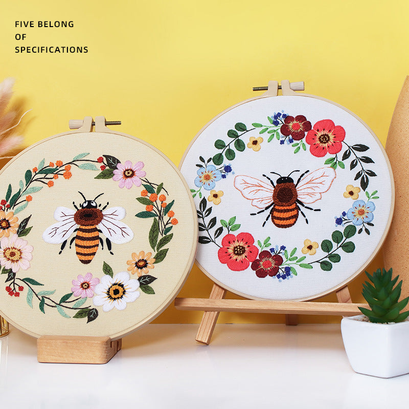 Buzzy Bee And Wildflower - Themed DIY Embroidery Kits