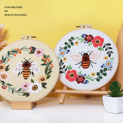 Buzzy Bee And Wildflower - Themed DIY Embroidery Kits