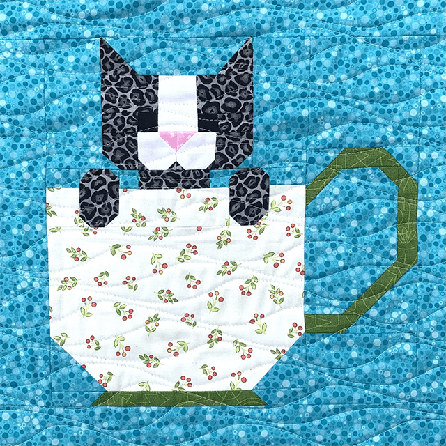 Kittens in Cups Quilt Pattern Template - With Instructions