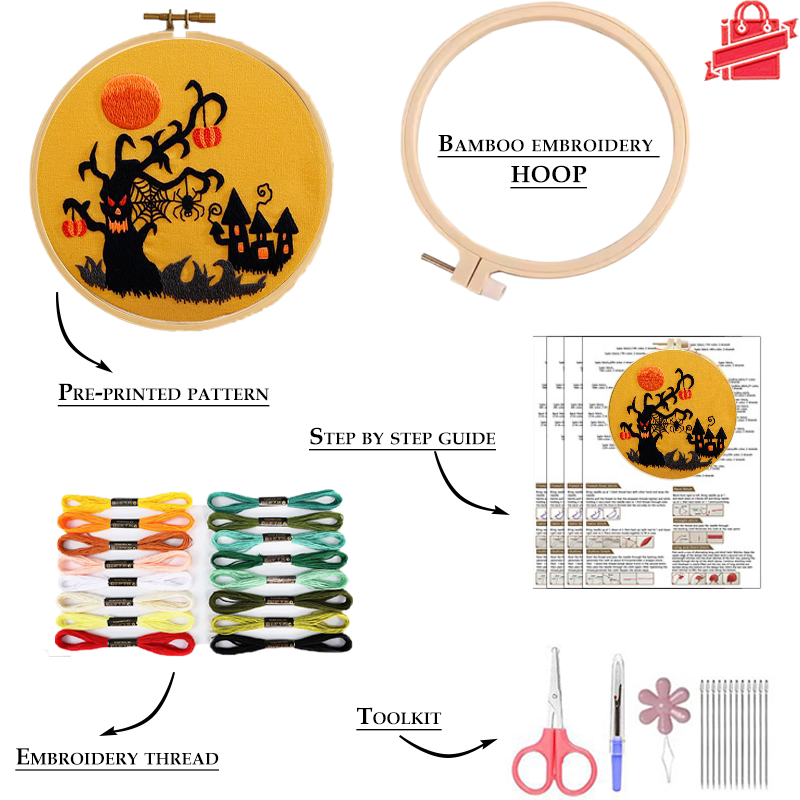 Spooky Halloween Embroidery Kit: Craft Your Spooky Masterpieces