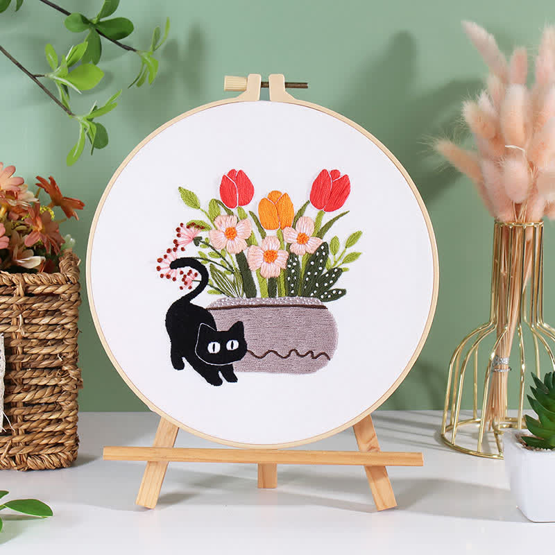 Rubbyoo Embroidery Kit - Cute Black Cat