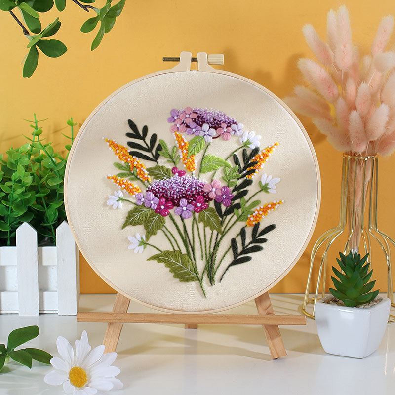 Flower With Colorful Background - Themed DIY Embroidery Kits