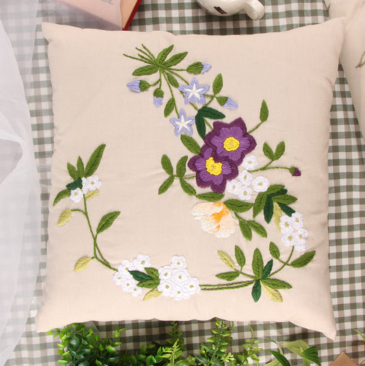 Floral Dance Pillow Embroidery Kit: Craft Your Elegant Home Decor