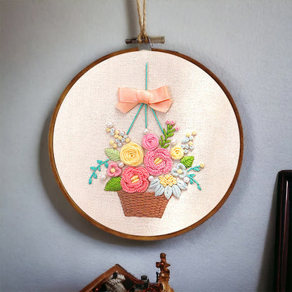 Rubbyoo Embroidery Kit - Basket Of Peonies