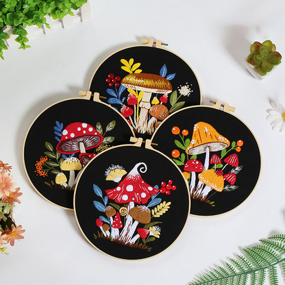 Enchanted Forest Mushroom Embroidery Kit: Craft Your Whimsical Masterpiece