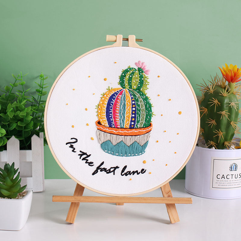 Vibrant Cactus Quote - Themed DIY Embroidery Kits