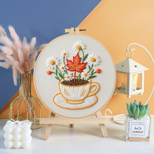 Autumn Tea Bloom Embroidery Kit
